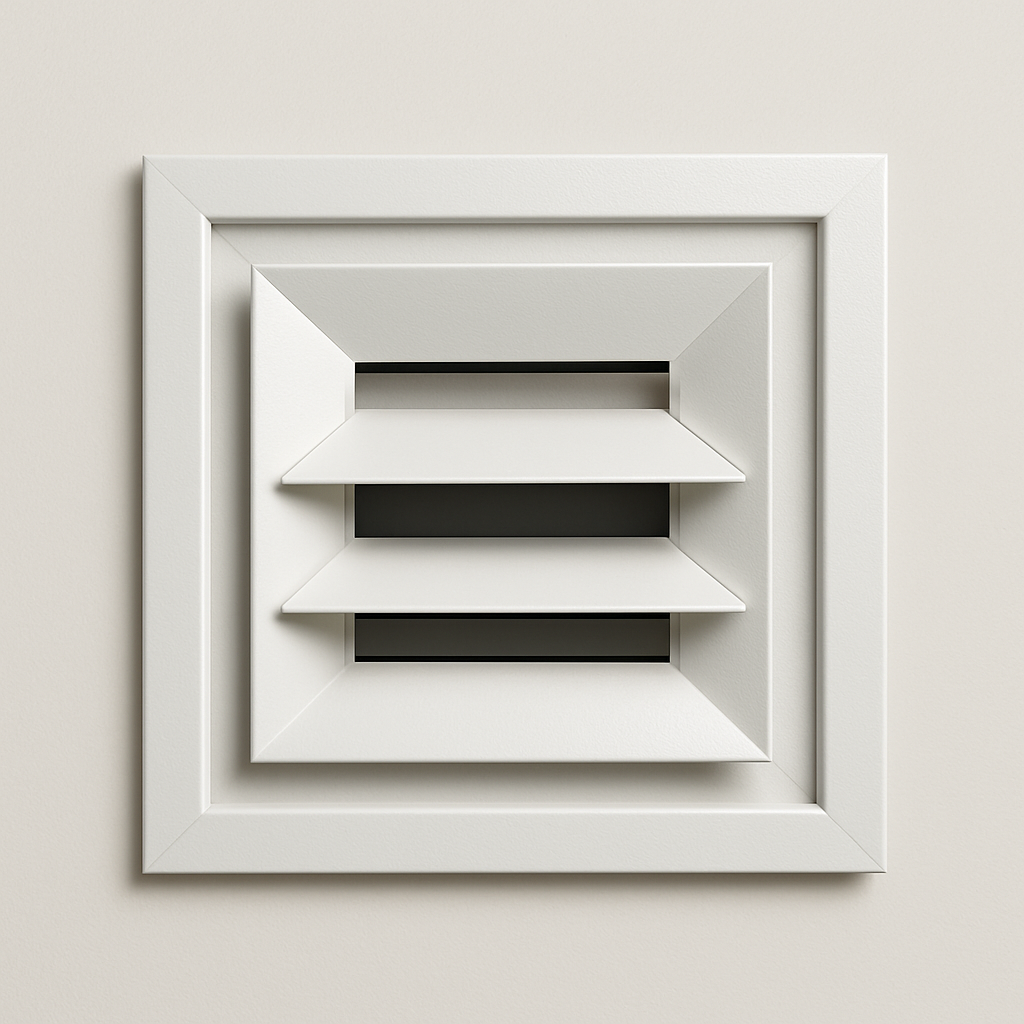 ceiling mounted air outlet shown in a corridor style layout with clean trim
