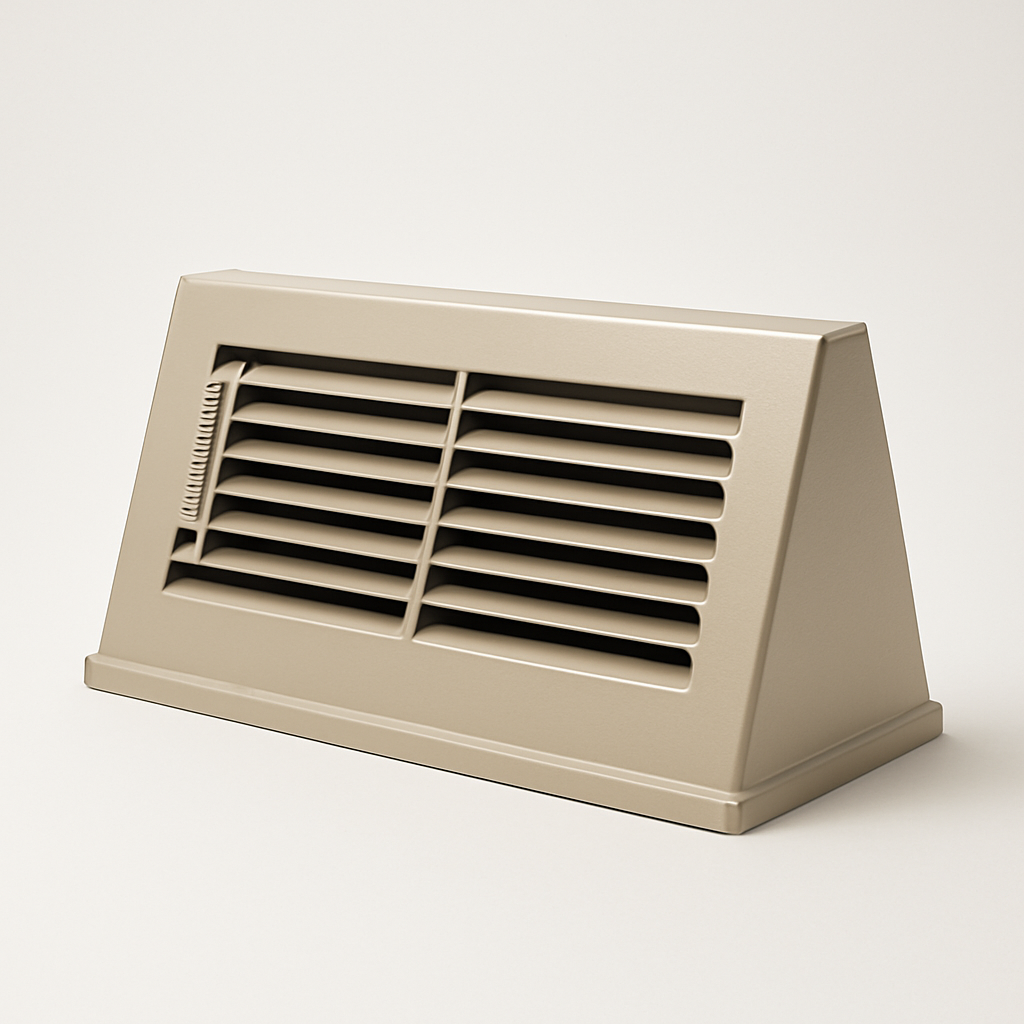 baseboard grille shown near the floor with a slim profile and neat corner seams