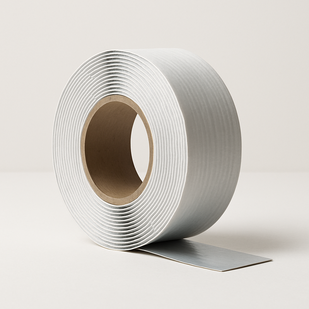 black pliable gasket tape coil on release paper with soft rounded edges