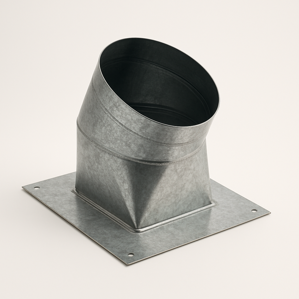 galvanized ceiling boot fitting with round inlet and flat diffuser opening