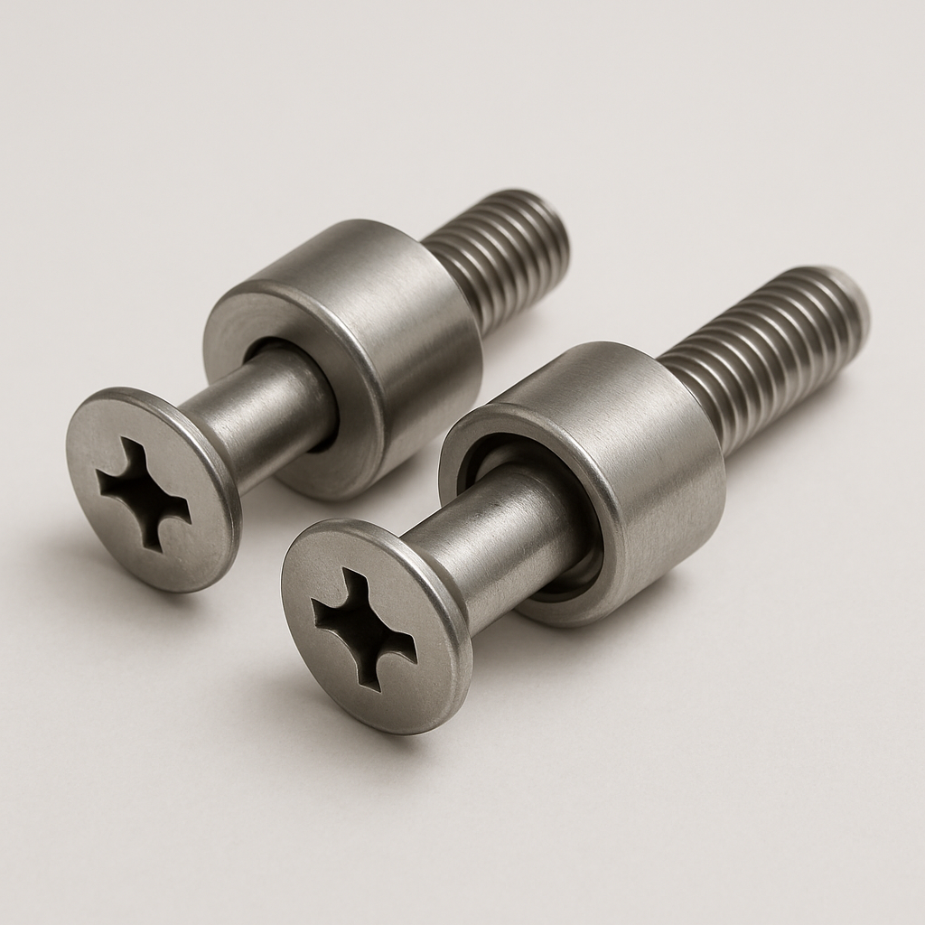 self drilling screws grouped beside a round metal collar on a bench