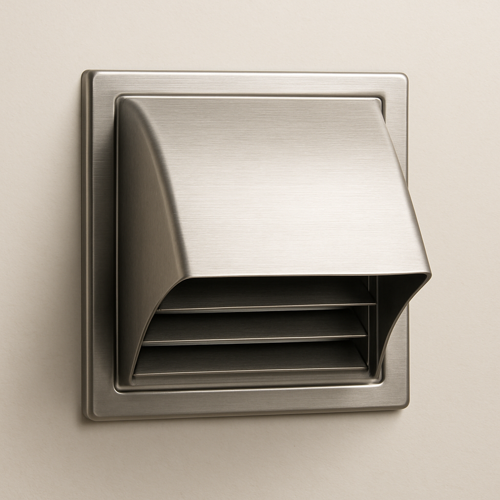 front view of wall mounted vent termination with screw slots and open outlet