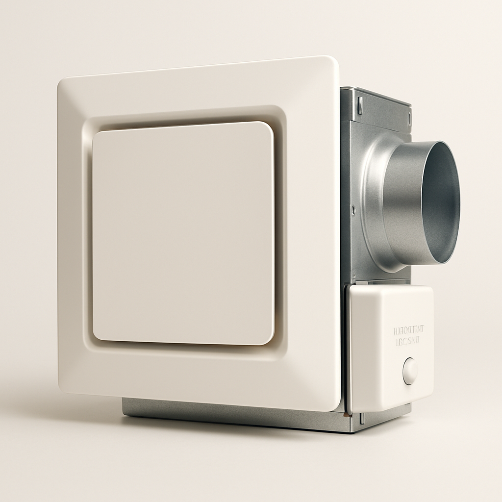 white ceiling ventilation unit with small sensor window beside the flat grille
