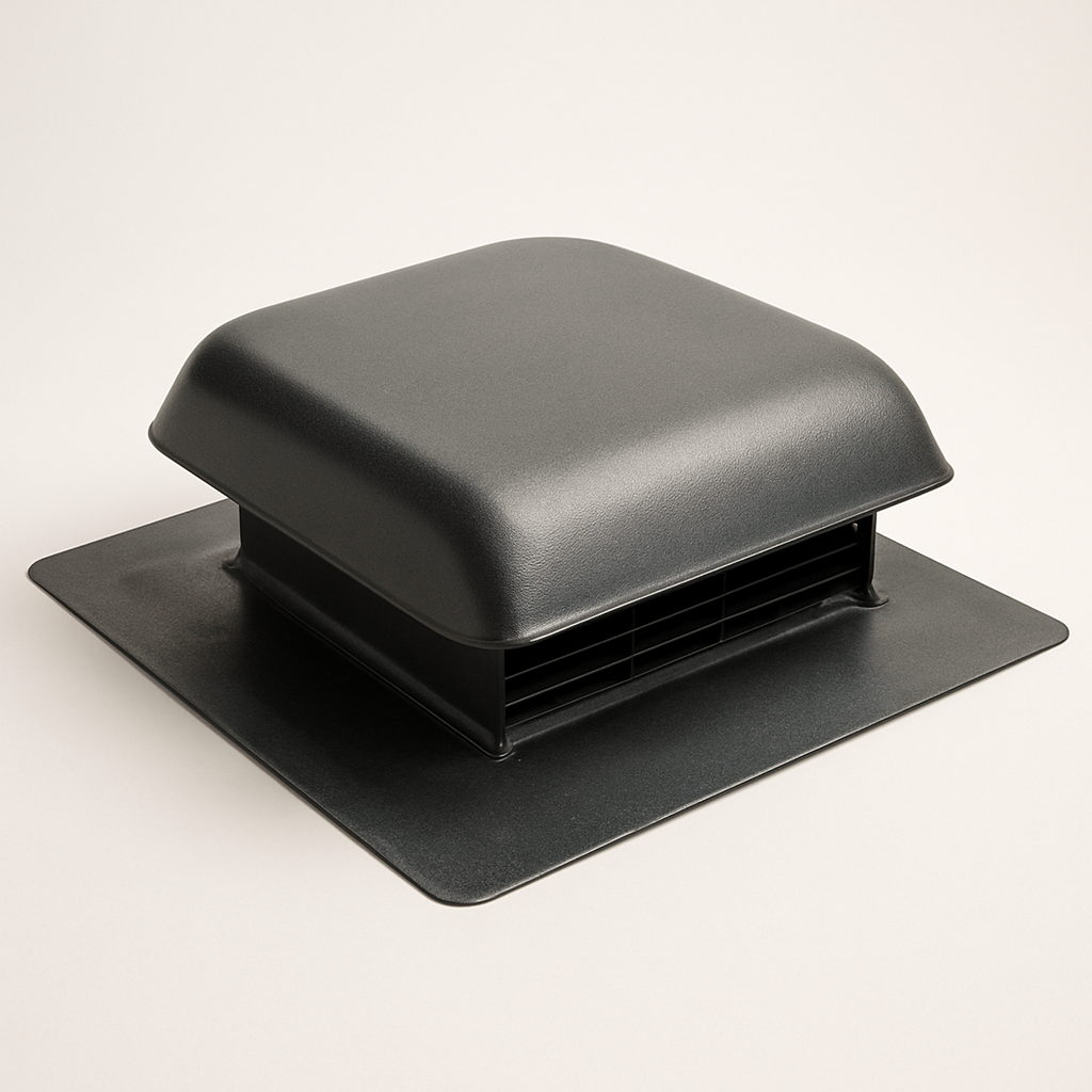 front view of a short weather guard hood with low sides and clean folded seams