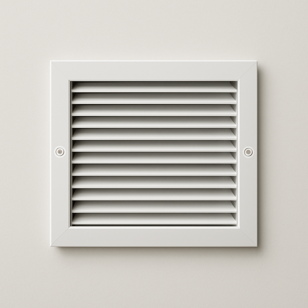 finished wall opening covered by a low profile vent with a tight frame
