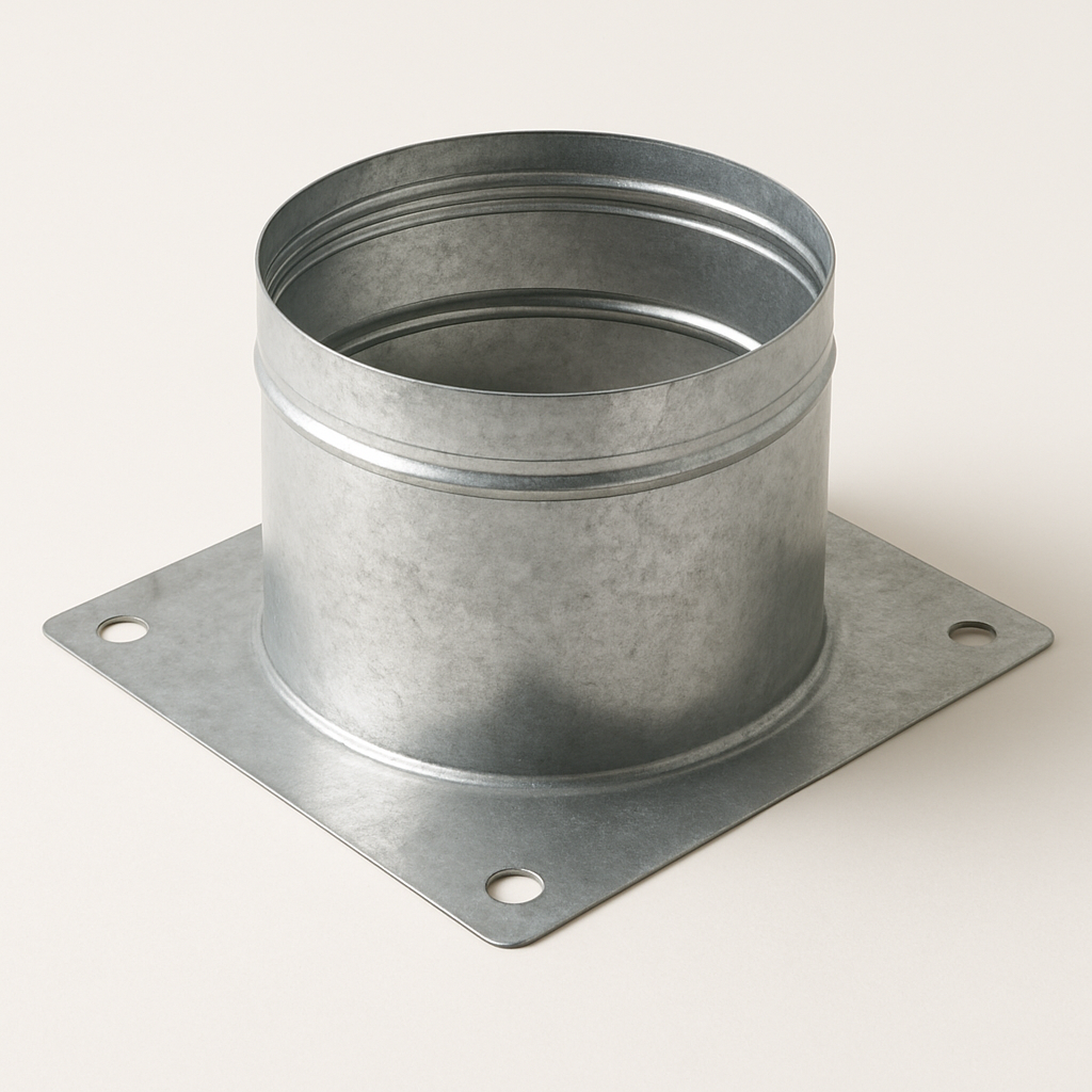 tabbed galvanized collar standing upright with bendable sheet metal tabs spread outward