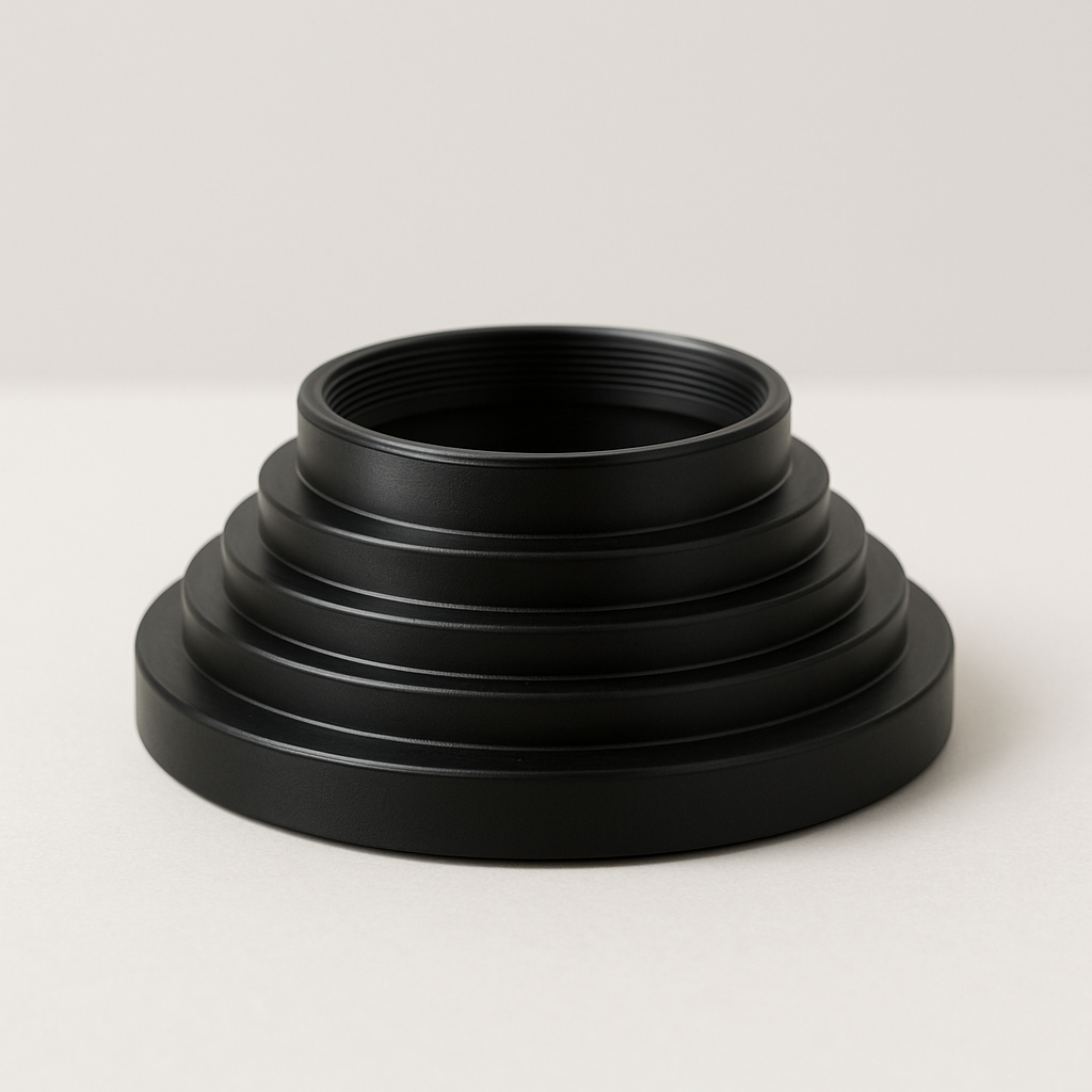 round white metal air diffuser with stepped trim rings and a central neck opening
