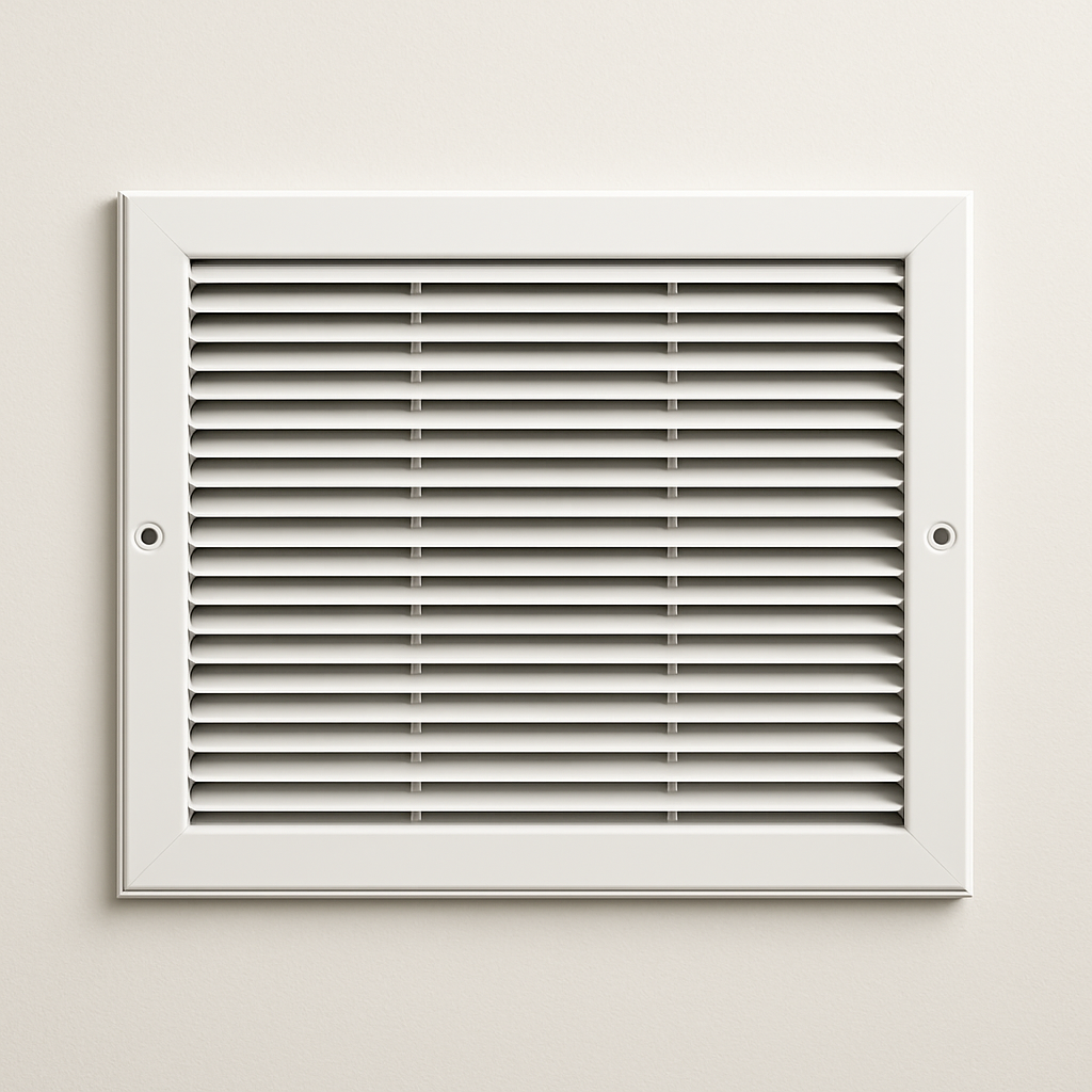 paintable white wall vent cover with horizontal fixed louvers