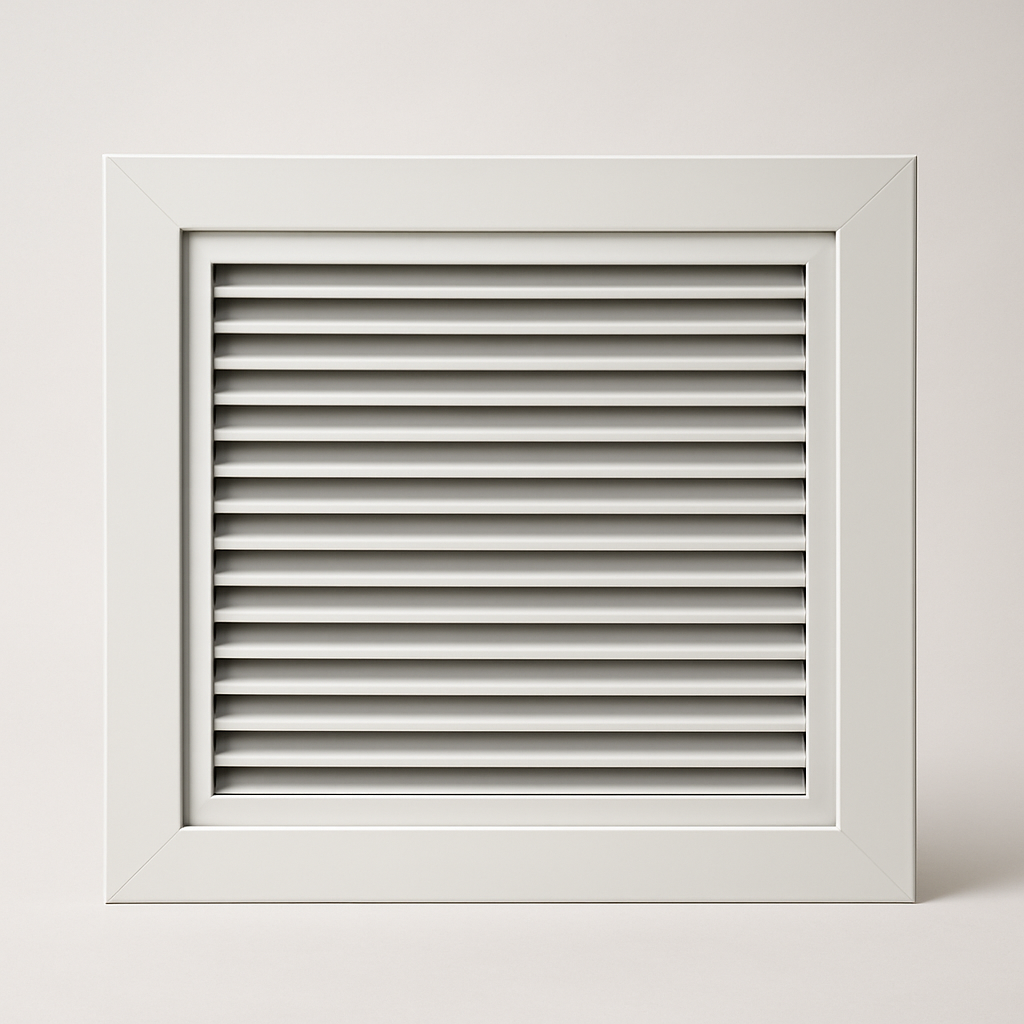 retrofit vent cover shown at an angle with broad flat edges