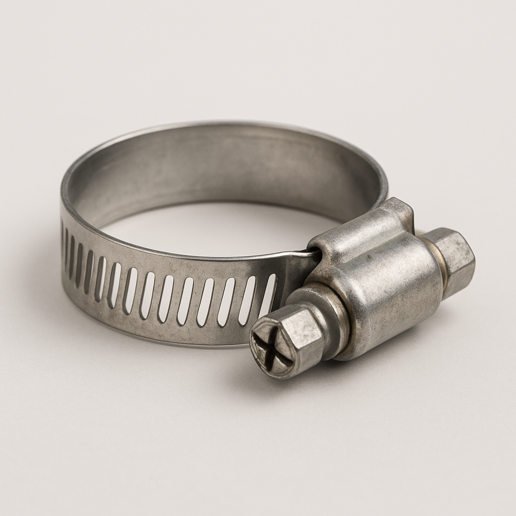 close-up of slotted band and screw housing with brushed metal texture